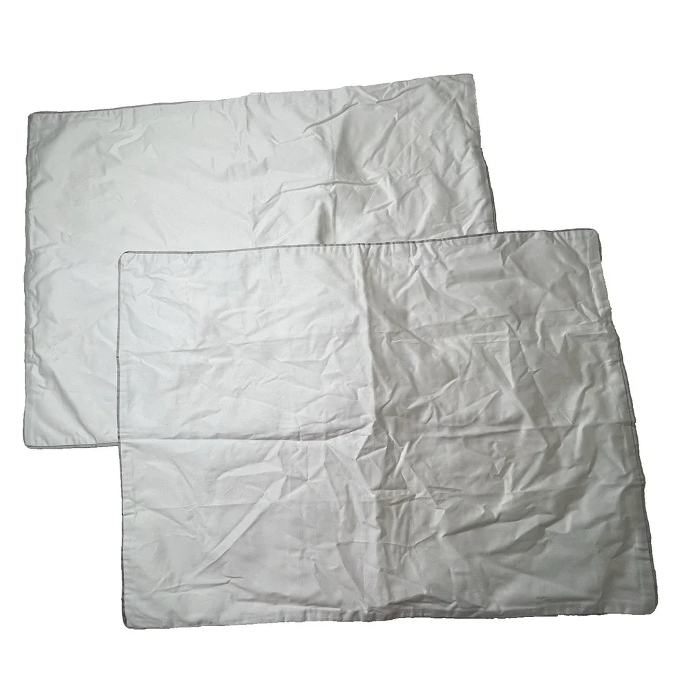 Nordstrom Organic Cotton White with Gray Trim Standard Pair of Shams 27